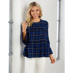 NWT EVELYN TIERED TOP BLUE SIZE LARGE